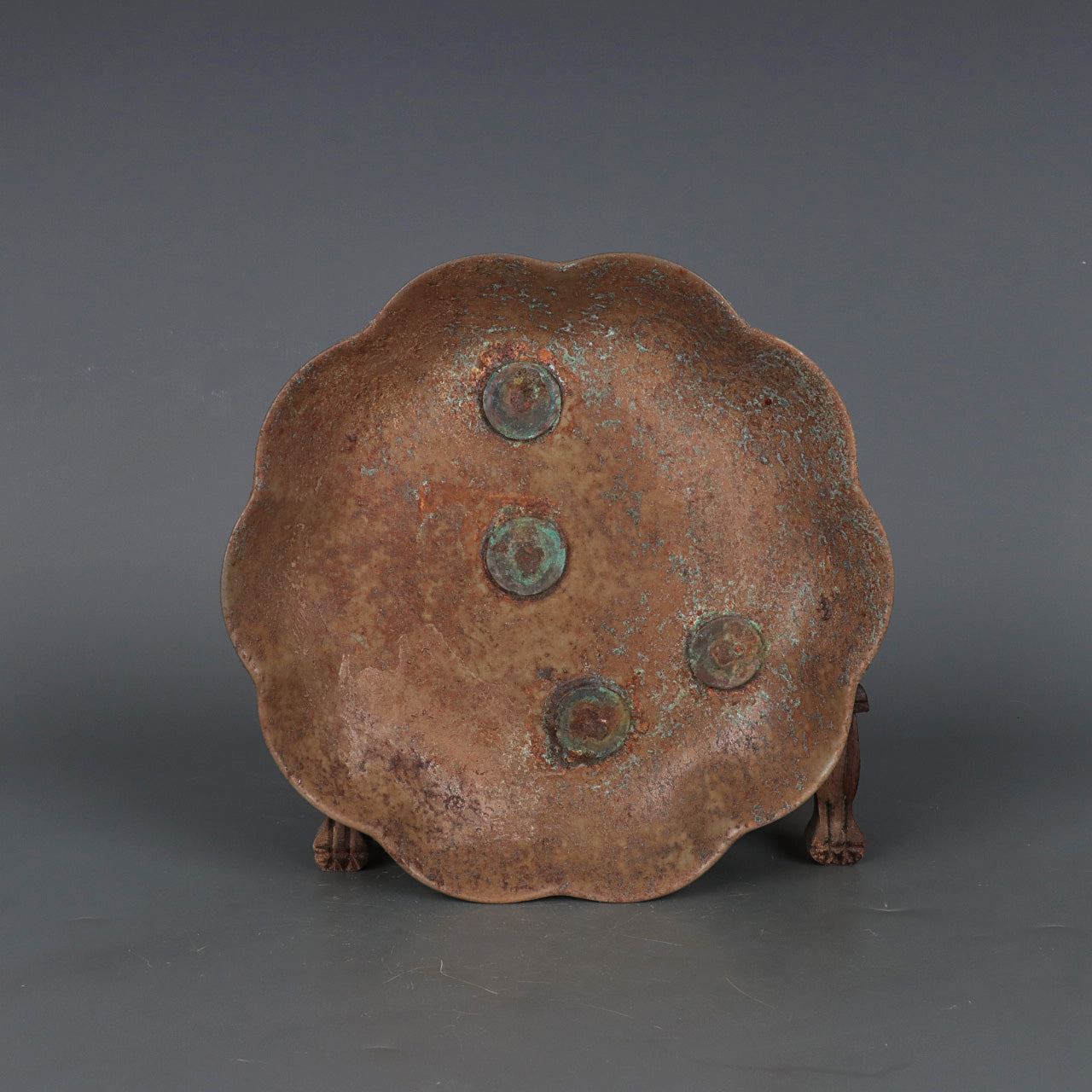 Chinese Antique Plate With Copper Coins