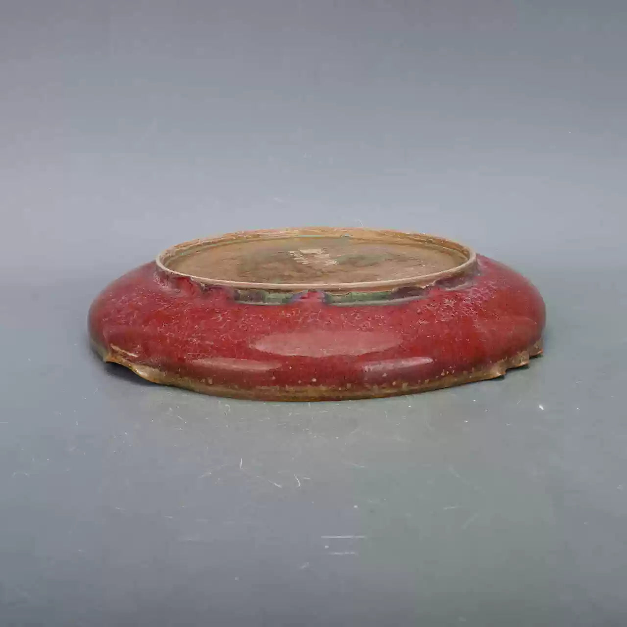 Chinese Antique Porcelain Red Plate With Poetry Song Dynasty