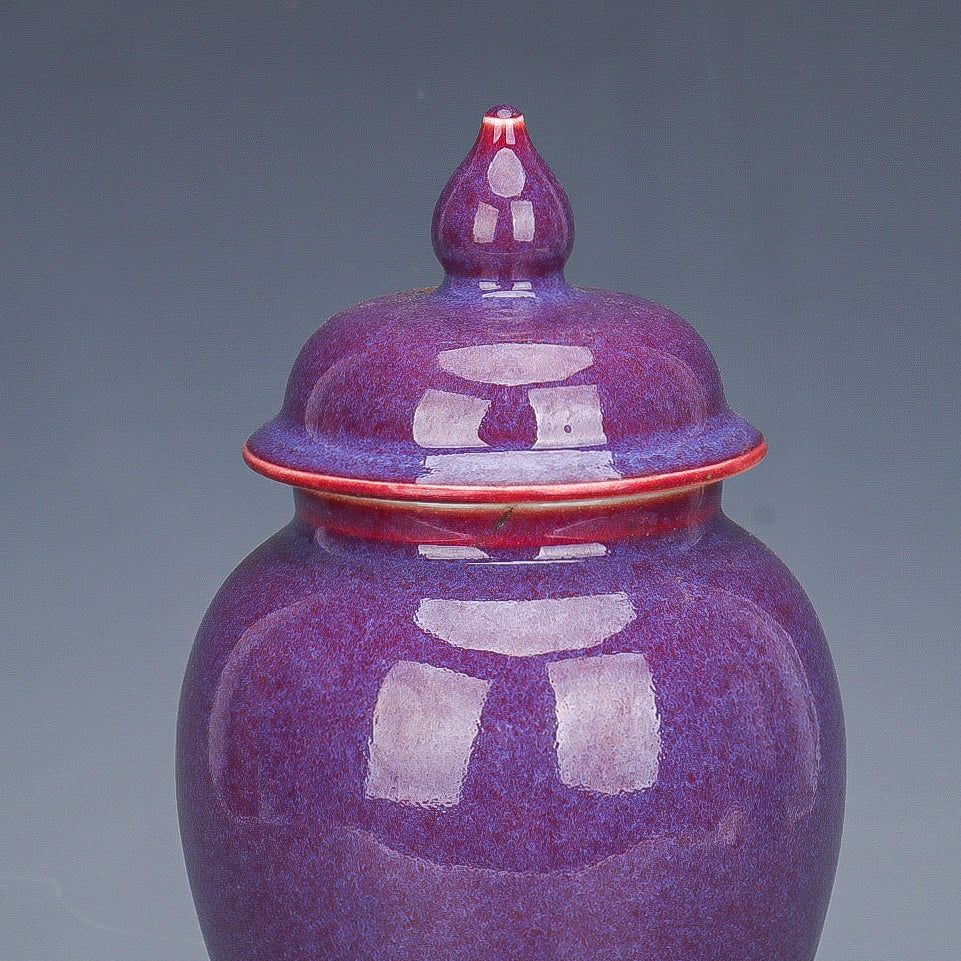 Chinese Porcelain kiln-changing Rose Purple Glaze General Jar