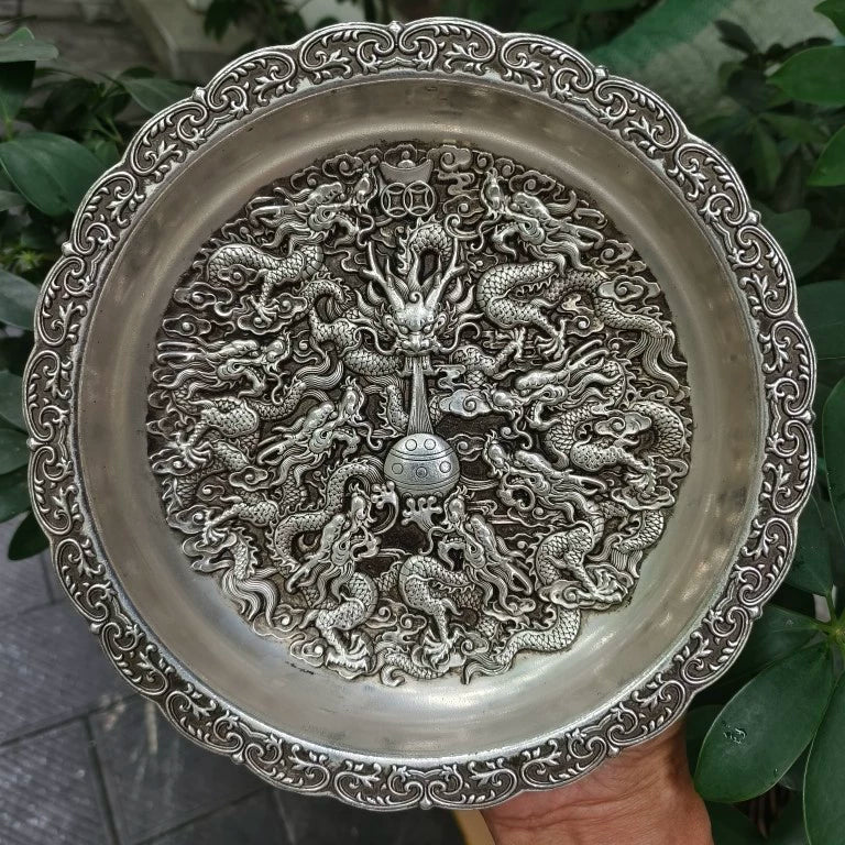 Chinese Antique Nine Dragon Plate