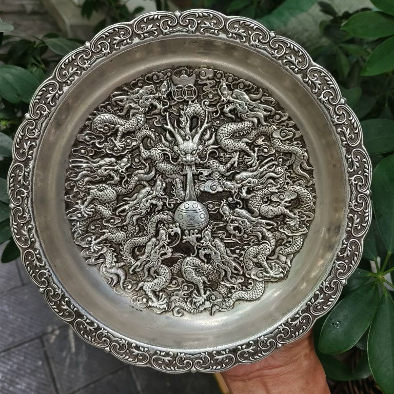 Chinese Antique Nine Dragon Plate