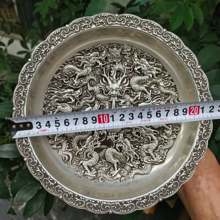 Chinese Antique Nine Dragon Plate