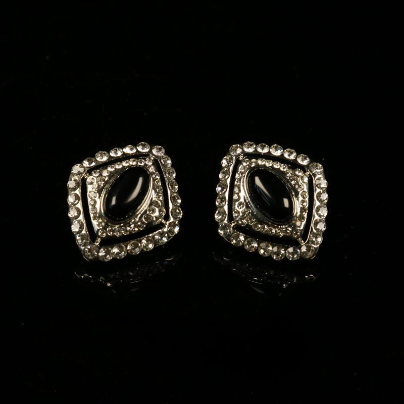 Dense Studded Diamond Geometric Hollow Stud Earrings