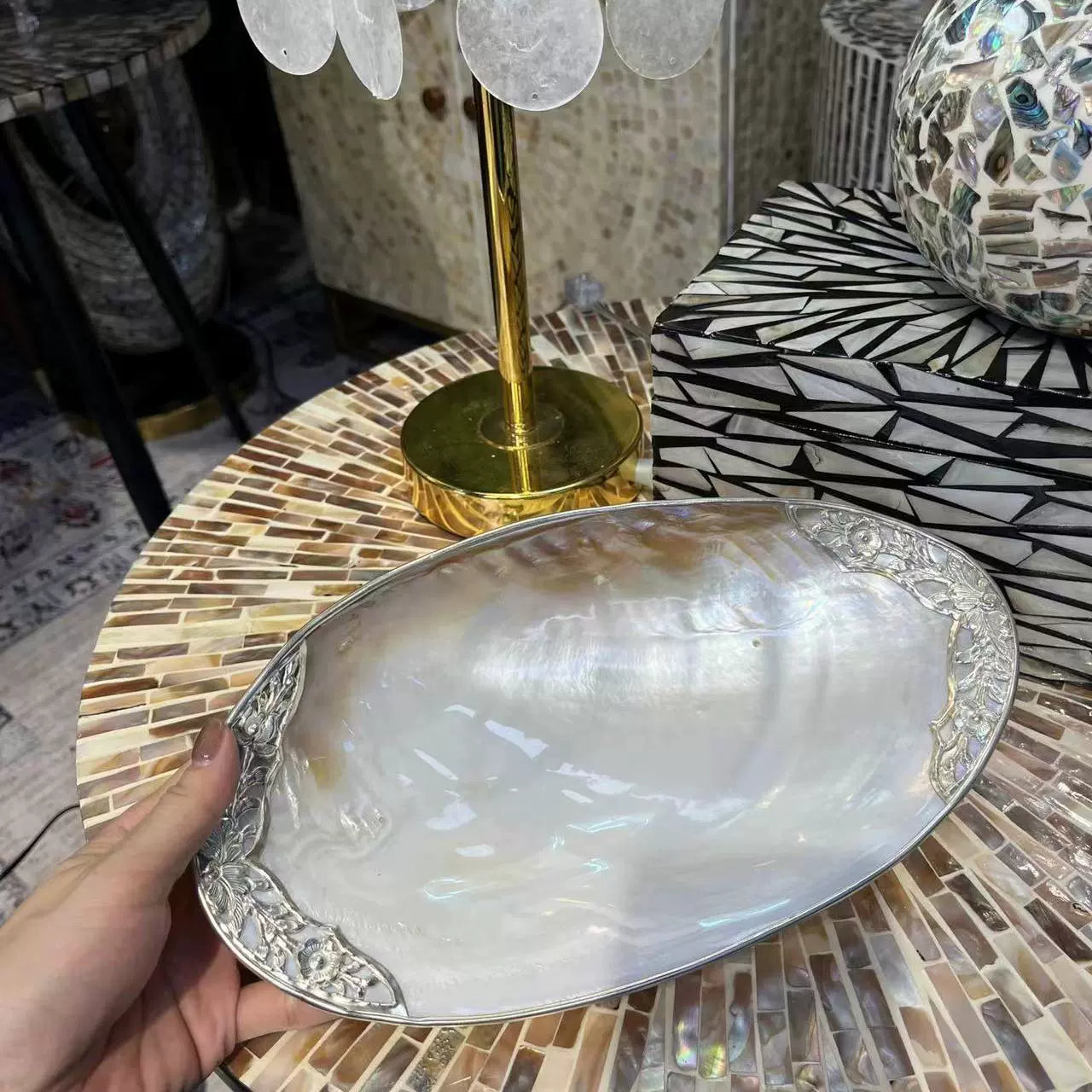 Handmade Large Shell Jewelry Tray Fruit Tray