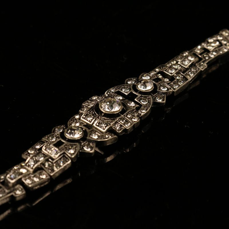 Silver full-diamond vintage bracelet