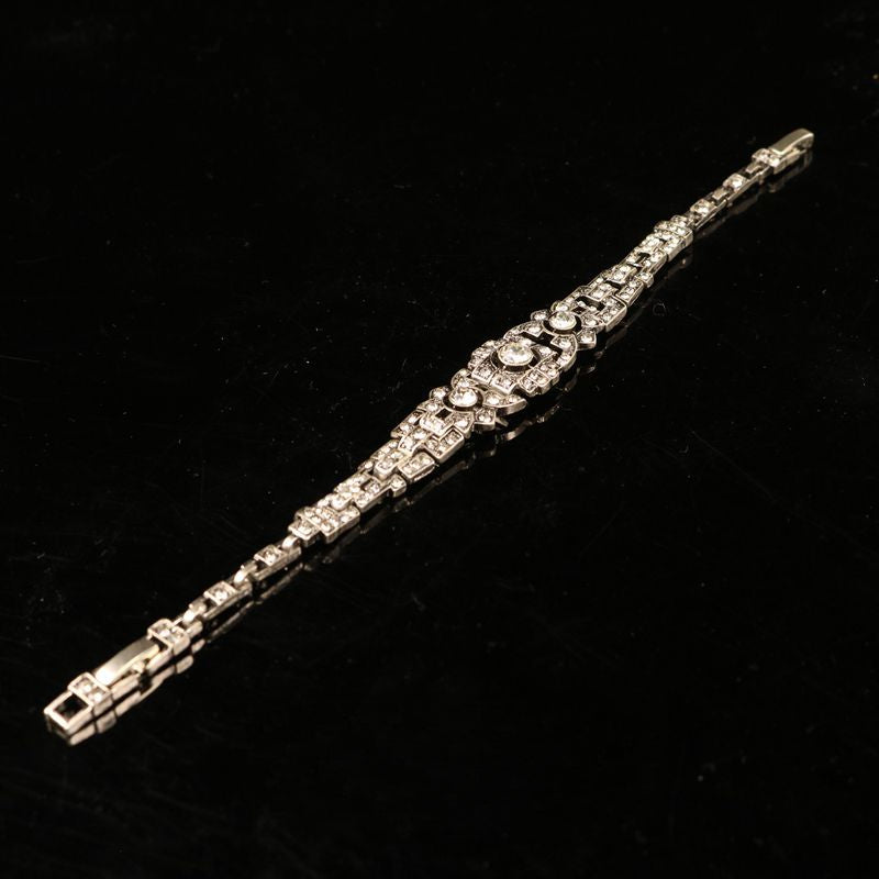 Silver full-diamond vintage bracelet