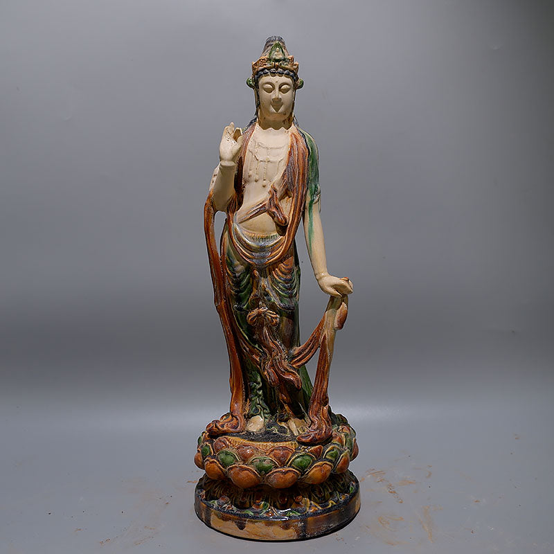 Tri-colored glazed pottery of the Tang Dynasty Amitabha Trinity