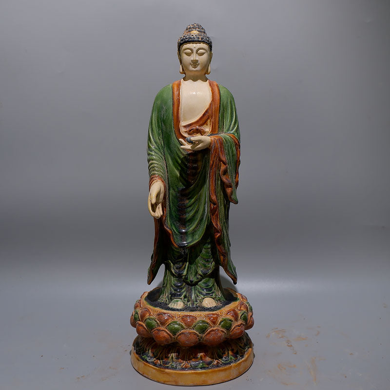 Tri-colored glazed pottery of the Tang Dynasty Amitabha Trinity