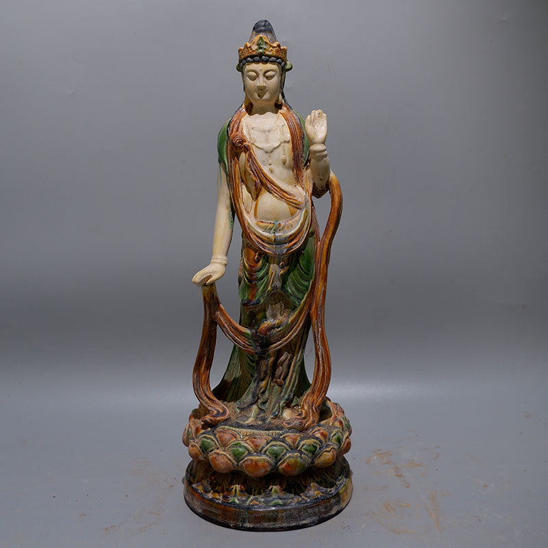 Tri-colored glazed pottery of the Tang Dynasty Amitabha Trinity