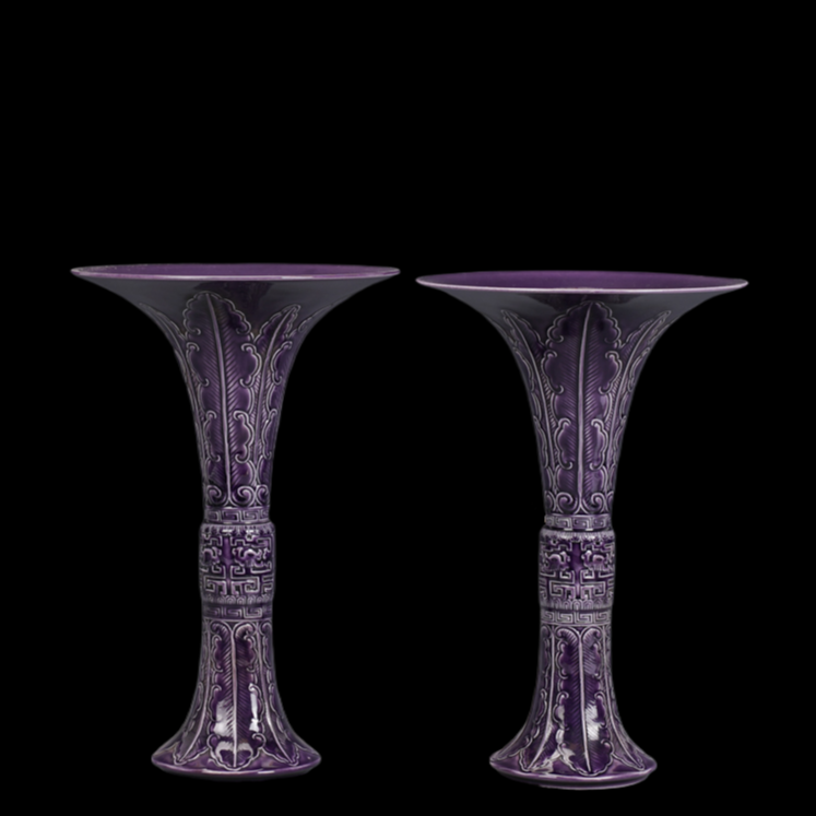 antique porcelain purple vases